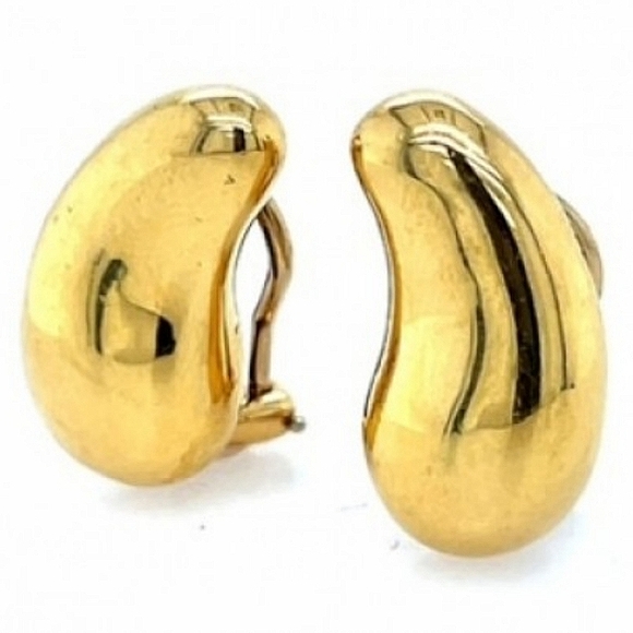 18K Tiffany & Co. Larger Elsa Peretti Yellow Gold Clip Back Splendid Earrings - Picture 2 of 8